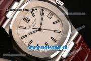 Patek Philippe Nautilus Miyota 9015 Automatic Steel Case with White Stick Markers and White Dial (BP)