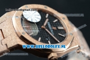 Audemars Piguet Royal Oak Swiss Quartz Rose Gold Case with Black Dial and Rose Gold Bracelet (EF)