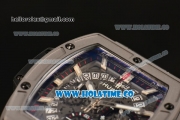 Hublot MP-06 Senna Chrono Miyota OS20 Quartz Steel Case with White Stick Markers Skeleton Dial and Leather Strap