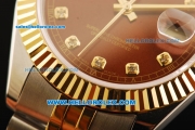Rolex Datejust II Oyster Perpetual Automatic Movement Steel Case with Diamond Markers and Gold Bezel-Two Tone Strap
