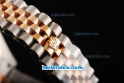 Rolex Datejust Swiss ETA 2836 Automatic Movement Two Tone with Black Dial and Rose Gold Roman Numeral Markers