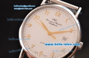 IWC Portofino Swiss ETA 2892 Automatic Steel Case with Gold Arabic Numeral Markers and White Dial