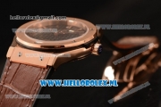 Hublot Classic Fusion 9015 Auto Rose Gold Case with Black Dial and Brown Leather Strap