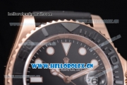 Rolex Yacht-Master 40 Miyota 8215 Automatic Rose Gold Case with Black Dial and Dot Markers Black Rubber Strap