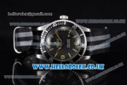 Rolex Submariner Vintage Asia 2813 Automatic Steel Case with Black Dial Grey/Black Nylon Strap and Dot Markers