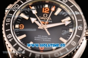 Omega Seamaster Planet Ocean 600M Co-axial GMT Clone Omega 8605 Automatic Steel Case with Black Dial and Stick/Arabic Numeral Markers (EF)