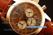 Breitling Transocean Quartz Rose Gold Case with Brown Dial and Brown Leather Strap