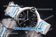 Cartier Ballon Bleu De Large Asia 2813 Automatic Stainless Steel Case/Bracelet with Black Dial and Roman Numeral Markers