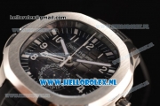 Patek Philippe Aquanaut Travel Time 9015 Auto Steel Case with Black Dial and Black Rubber Strap - 1:1 Origianl