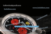 Ferrari Chronograph Automatic Movement Black Dial with White Numeral Marker and Red Subdials-Black Rubber Strap