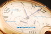 Cartier Ballon Bleu de Cartier Chronograph Miyota Quartz Movement Full Rose Gold with Silver Dial