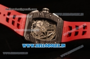 Richard Mille RM11-03 Swiss Valjoux 7750 Automatic Carbon Fiber Case Skeleton Dial With Arabic Numeral Markers Red Rubber Strap 1:1 Original(KV)