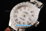 Rolex Datejust Automatic with Diamond Bezel,White MOP Dial and Diamond Marking-Lady Size