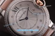 Cartier Ballon Bleu De Miyota Quartz Movement Diamond Bezel with Diamond Markers and Two Tone Strap