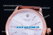 Rolex Cellini Time Asia 2813 Automatic Rose Gold Case with White Dial Brown Leather Strap and Stick Markers