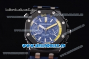 Audemars Piguet Royal Oak Offshore Diver Chrono Miyota OS20 Quartz PVD Case with Blue Dial Stick Markers and Blue Rubber Strap (EF)