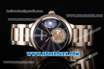 Cartier Rotonde De Miyota Quartz Steel Case/Bracelet with Blue Dial