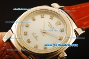 Rolex Cellini Swiss Quartz Steel Case with Cyan Dial and Diamond Markers-Lady Size