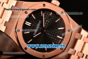 Audemars Piguet Royal Oak 33MM Miyota Quartz Rose Gold Case/Bracelet with Black Dial and Stick Markers (EF)