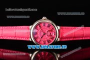 Cartier Ballon Bleu De Small Swiss Quartz Steel Case with Hot Pink Dial Roman Numeral Markers and Hot Pink Leather Strap