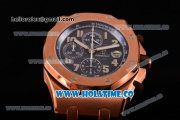 Audemars Piguet Royal Oak Offshore Pride of Argentina Swiss Valjoux 7750 Automatic Rose Gold Case with Brown Leather Strap Blue Dial and White Arabic Numeral Markers - 1:1 Original (J12)