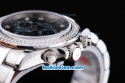 Rolex Daytona Oyster Perpetual Chronometer Automatic with White Diamond Bezel,Black Dial and Diamond Marking