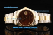 Rolex Datejust II Oyster Perpetual Automatic Movement Brown Dial with Gold Roman Numerals and Gold Bezel-Two Tone Strap