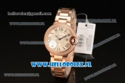 Cartier Ballon Bleu De Medium Swiss ETA 2671 Automatic Rose Gold Case Silver Dial Roman Numeral Markers and Rose Gold Bracelet - 1:1 Original