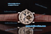 Cartier Rontonde Tourbillon Asia RL10-MT Automatic Steel Case with Brown Leather Strap and White Dial