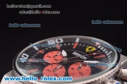 Ferrari Chronograph Miyota Quartz Full Steel with Black Dial and Three Orange Subdials