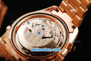 Omega Seamaster Swiss Valjoux 7750 Chronograph Movement Full Rose Gold Case/Strap with Black Dial and Stick Hour Marker