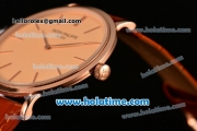 Patek Philippe Calatrava Miyota OS2035 Quartz Rose Gold Case with Champagne Dial and Stick Markers