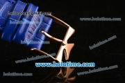 Vacheron Constantin Historiques Toledo Miyota Quartz Rose Gold Case with Stick Markers and Blue Dial