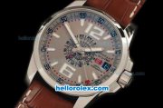 Chopard Mille Miglia GTXL GMT Swiss ETA Automatic Movement Steel Case with White Markers and Brown Leather Strap