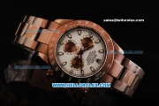 Rolex Daytona Oyster Perpetual Automatic Movement Brown PVD Case and Strap with White Dial and Stick Markers