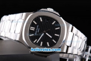 Patek Philippe Geneve Nautilus Automatic SScase with Black Dial and SSband