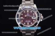 Rolex Submariner Swiss ETA 2836 Automatic Stainless Steel Case/Bracelet with Red Dial and Dot Markers