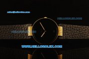 Christian Dior Classic Quartz Yellow Gold Case with Black Dial and Black Leather Strap
