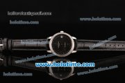 Vacheron Constantin Patrimony Swiss ETA 2824 Automatic Steel Case with Black Leather Strap Black Dial and Diamond Bezel