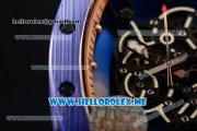 Richard Mille RM 055 Bubba Watson Asia Manual Winding Ceramic/Rose Gold Case with Skeleton Dial and Blue Rubber Strap Rose Gold Inner Bezel - 1:1 Original