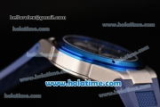 IWC Ingenieur Asia ST Automatic Steel Case with Blue Rubber Strap Stick Markers and Blue Dial