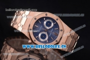 Audemars Piguet Royal Oak Seiko VK64 Quartz Rose Gold Case/Bracelet Blue Dial and Stick Markers (EF)