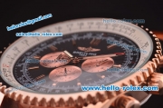 Breitling Navitimer Automatic Movement Rose Gold Case with Black Dial and Brown Leather Strap