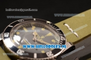 Rolex Submariner Vintage Asia 2813 Automatic Steel Case with Dot Markers Black Dial and Green Nylon Strap