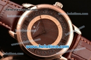 Vacheron Constantin Metiers D Art Miyota OS2035 Quartz Rose Gold Case with Brown Dial and Brown Leather Strap