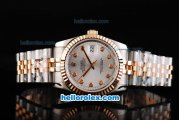 Rolex Datejust Working Chronograph Automatic Movement Two Tone Case with Sliver Dial and Diamond Marking