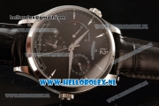 1:1 Jaeger-LECoultre Master Georgraphic Miyota 9015 Automatic Steel Case with Black Dial Stick Markers and Black Genuine Leather