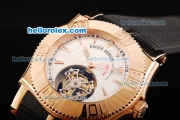 Roger Dubuis Easy Diver Tourbillon Manual Winding Movement Rose Gold Case with White Dial and Rubber Strap