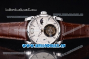 Parmigiani Tonda Tourbillon Flying Tourbillon Manual Winding Steel Case with White Dial Brown Leather Strap and Stick Markers