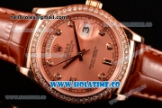Rolex Day-Date Asia Automatic Rose Gold Case with Diamonds Markers Rose Gold Dial and Diamonds Bezel (BP)